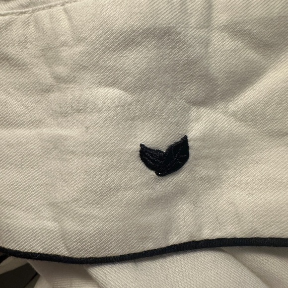 Petite Plume End On End Pajama Top Cotton Small White and Navy - Picture 5 of 5